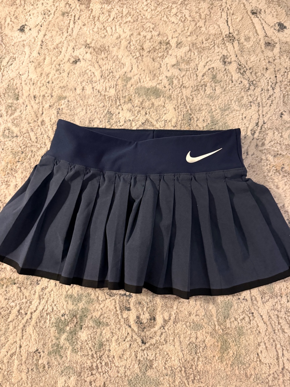 Nike Navy Pleated Girls' Athletic Skirt with White Swoosh